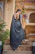 Load image into Gallery viewer, Fancy Grey Color Sequence Thread Work Chinon Saree Clothsvilla