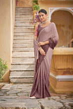 Load image into Gallery viewer, Fancy Dusty Pink Color Sequence Thread Work Chinon Saree Clothsvilla