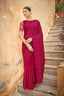 Fancy Dark PInk Color Sequence Thread Work Chinon Saree Clothsvilla