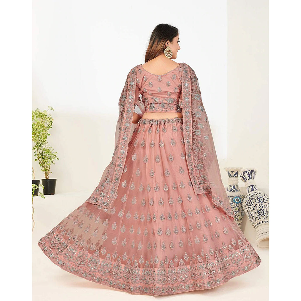 Soft Net Lehenga Choli with heavy Zari and Thread and Embroidery Work ClothsVilla