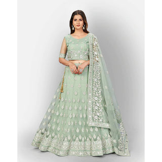 Soft Net Lehenga Choli with heavy Zari and Thread and Embroidery Work ClothsVilla