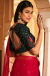 Load image into Gallery viewer, Beautiful Red Chinon Thread With Sequins Work Saree ClothsVilla.com