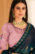 Load image into Gallery viewer, Teal Blue Chinon Thread With Sequins Work Saree ClothsVilla.com