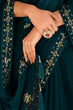 Load image into Gallery viewer, Teal Blue Chinon Thread With Sequins Work Saree ClothsVilla.com