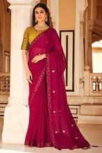 Load image into Gallery viewer, Rani Chinon Thread With Sequins Work Saree ClothsVilla.com