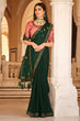 Load image into Gallery viewer, Green Chinon Thread With Sequins Work Saree ClothsVilla.com