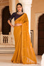 Yellow Chinon Thread With Sequins Work Saree ClothsVilla.com