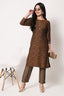Office Wear Maslin Silk Stitched Foil Print Kurta Pant Set ClothsVilla.com