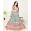 Load image into Gallery viewer, Green Blue Foil Mirror, Thread and Zari Work Lehenga choli ClothsVilla