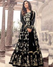 Load image into Gallery viewer, Black Net Designer Gown with Heavy Embroidery and Stone Work ClothsVilla