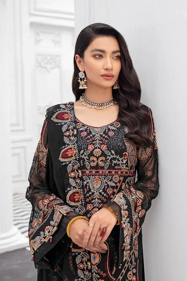 Salwar Suit Set in Black with Intricate Embroidery Detailing Clothsvilla
