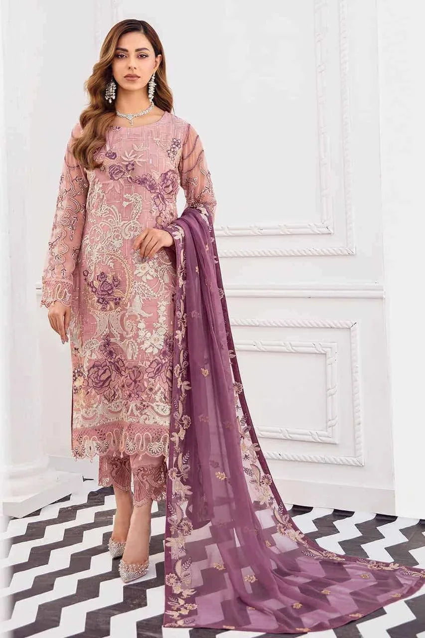 Salwar Suit Set in Light Pink with Intricate Heavy Embroidery Clothsvilla Main image
