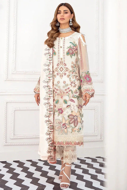 Salwar Suit Set in White with Intricate Heavy Embroidery Clothsvilla Main image