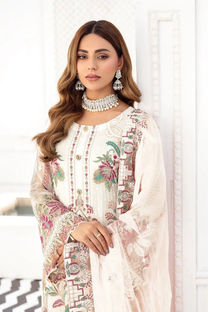 Salwar Suit Set in White with Intricate Heavy Embroidery Clothsvilla