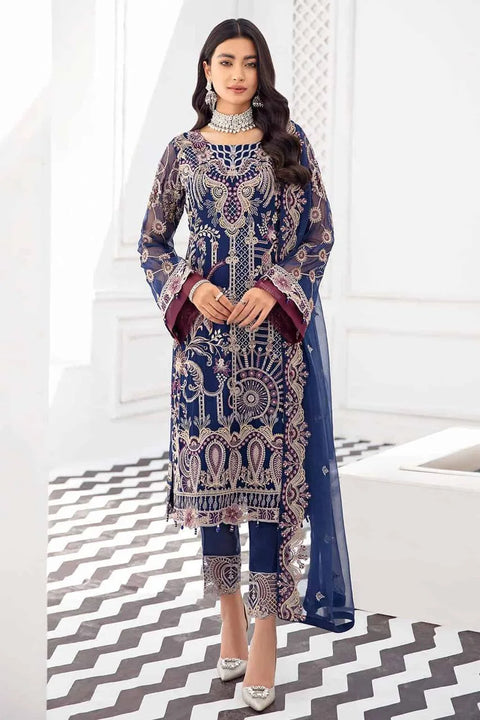 Salwar Suit Set in Blue with Intricate Embroidery Detailing Clothsvilla Main image