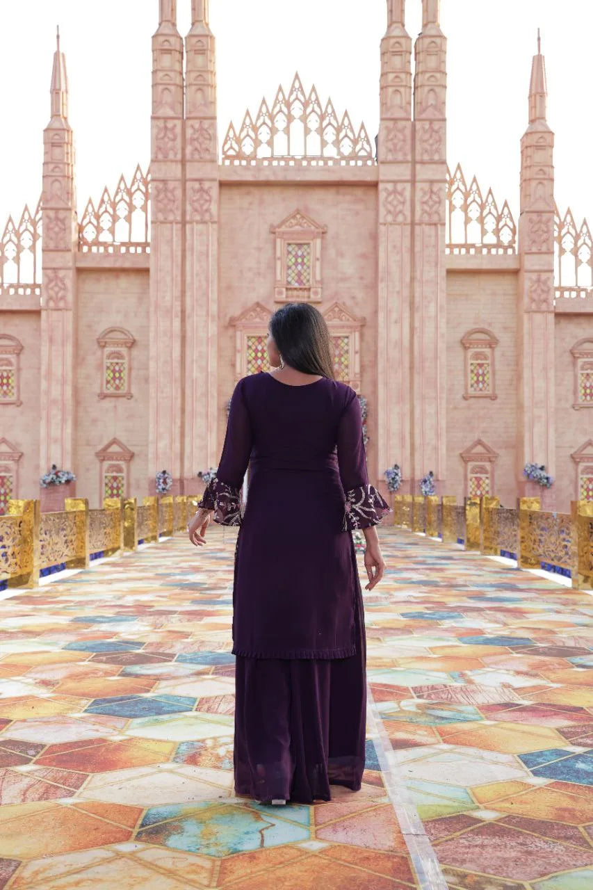 Wedding-ready Sharara Suit Set in Purple Hue Secondary image