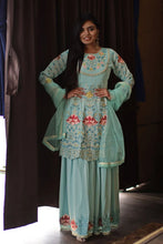 Load image into Gallery viewer, Wedding Sharara Suit Set in Sky Blue Color Clothsvilla