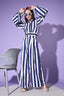 Beautiful Blue & White Stripe Shirt With Trouser Co-Ord Set ClothsVilla.com