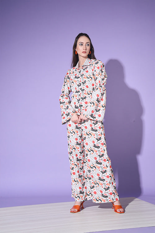 Beautiful Designer Floral Printed Shirt With Trousers ClothsVilla.com