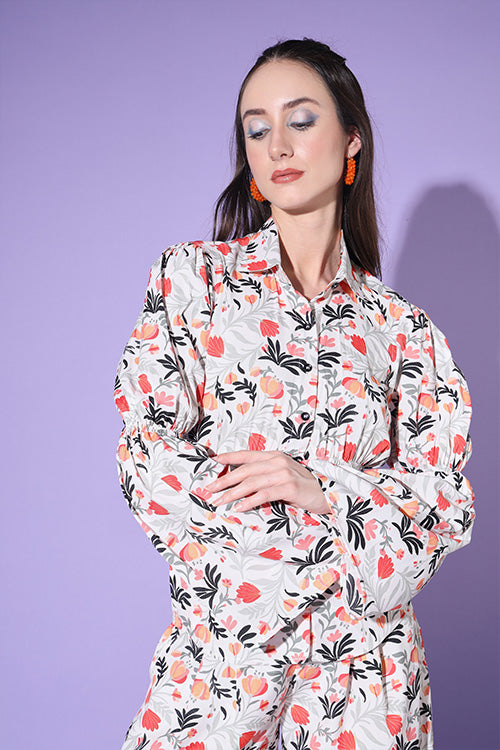 Beautiful Designer Floral Printed Shirt With Trousers ClothsVilla.com