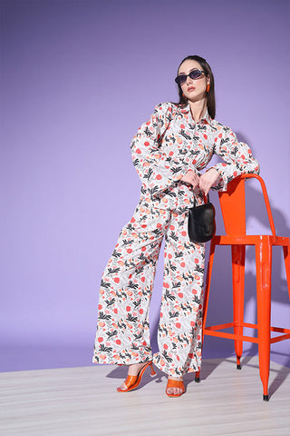 Beautiful Designer Floral Printed Shirt With Trousers ClothsVilla.com
