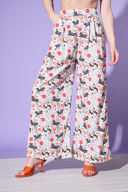 Beautiful Designer Floral Printed Shirt With Trousers ClothsVilla.com