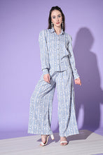 Load image into Gallery viewer, Blue Printed Shirt With Trouser Co-Ord Set ClothsVilla.com