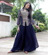 Load image into Gallery viewer, Navy Blue Sharara Suit Set with a Stylish Jacket Clothsvilla