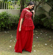 Load image into Gallery viewer, Red Sharara Suit with Embroidered Work Clothsvilla