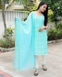 Load image into Gallery viewer, Sky Blue Cotton Fabric Kurta Set with Print Design Clothsvilla