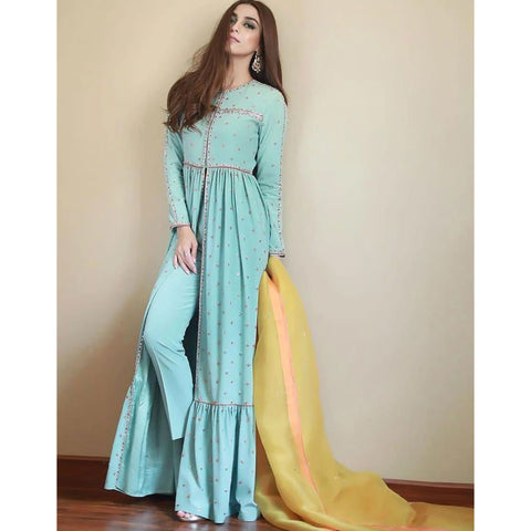 Aqua Blue Salwar Suit with Sequins and Zari Work with Dupatta ClothsVilla Main image