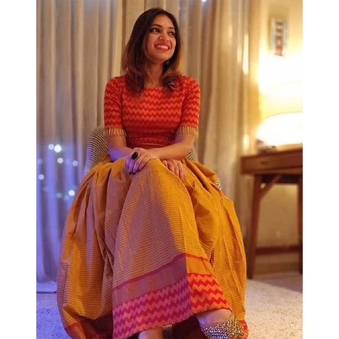 Beautiful Designer Wear Mustard Silk Digital Printed Lehenga Choli ClothsVilla Main image