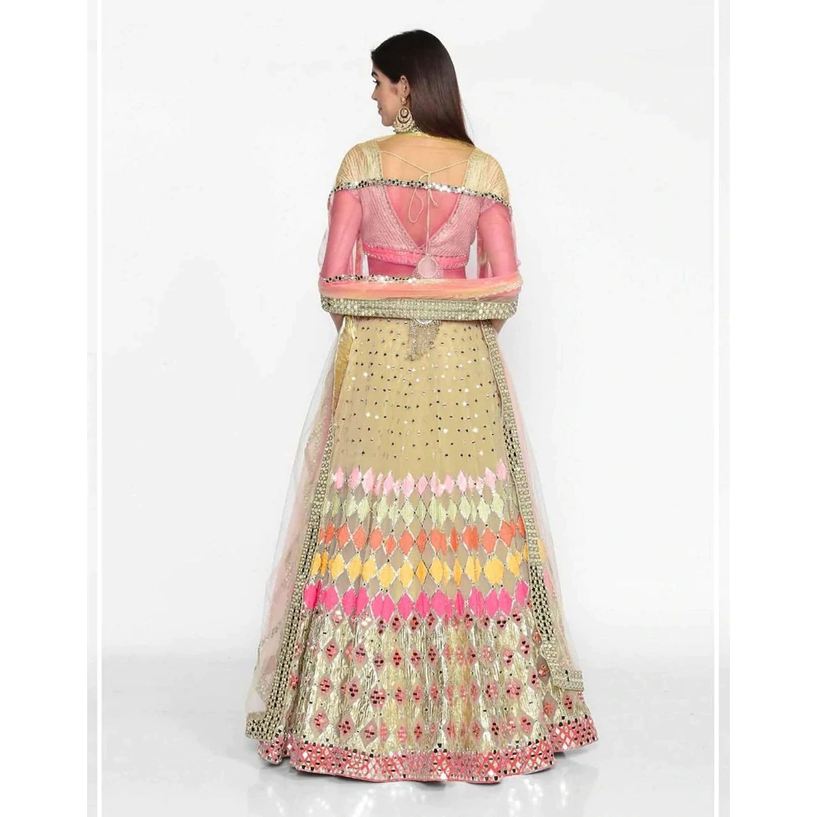 Beige Color Lehenga Choli in Soft Net Fabrics and Embroidery Work ClothsVilla