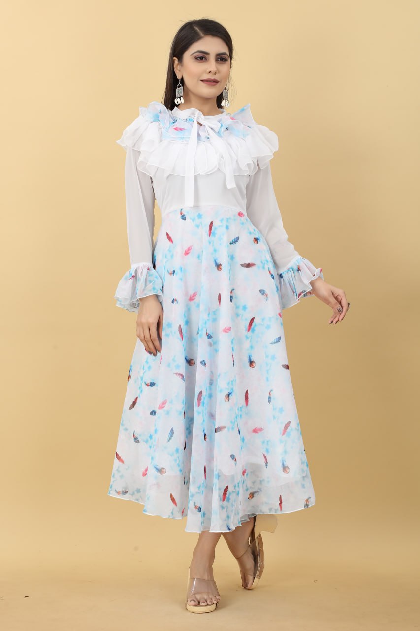 Party-Ready White Maxi Dress in One-Piece Design Clothsvilla