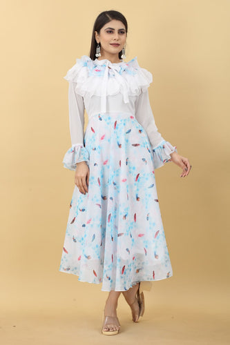 Party-Ready White Maxi Dress in One-Piece Design Clothsvilla