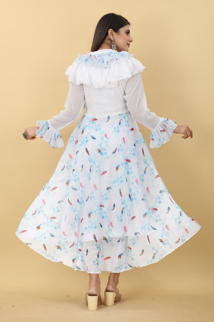 Party-Ready White Maxi Dress in One-Piece Design Clothsvilla