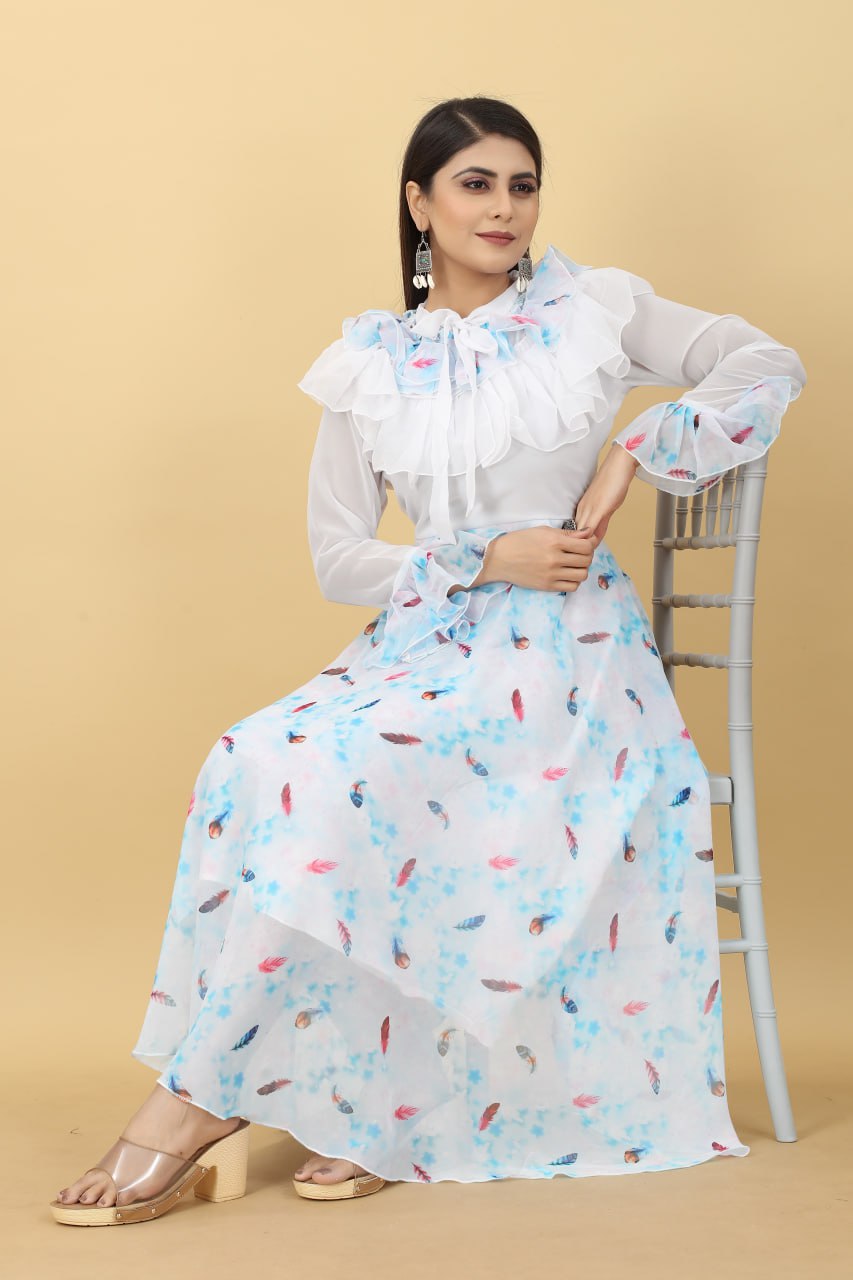 Party-Ready White Maxi Dress in One-Piece Design Clothsvilla