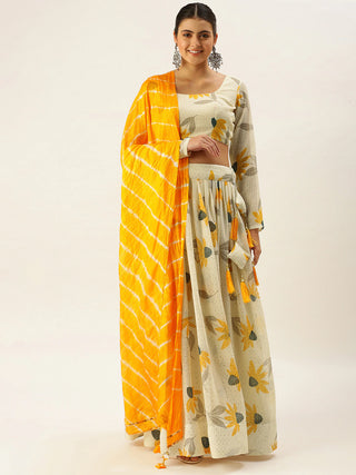 Peach Lehenga Choli with Yellow Dupatta ClothsVilla