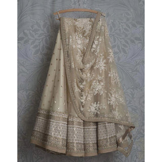 Beige Colored Lehenga Choli with Resham, Zari, and Sequence Work ClothsVilla