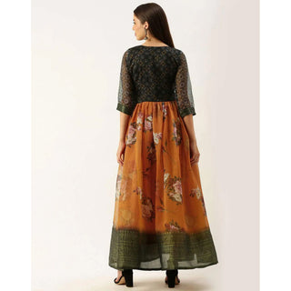 Black and Orange Combination Cotton Gown ClothsVilla