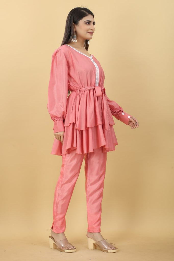 Designer Party Wear Set in Pink Top and Pants Clothsvilla