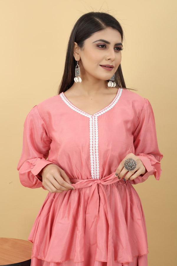 Designer Party Wear Set in Pink Top and Pants Clothsvilla