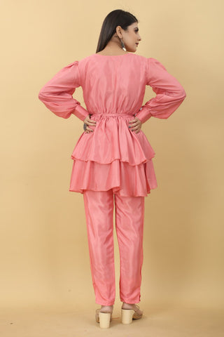 Designer Party Wear Set in Pink Top and Pants Clothsvilla