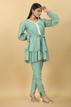 Load image into Gallery viewer, Designer Party Wear Set in Green Top and Pants Clothsvilla