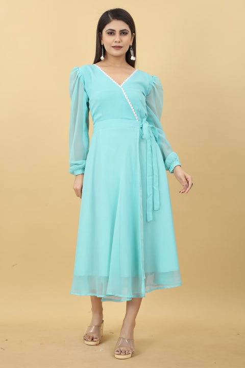 Women's Sky Blue Maxi Dress Clothsvilla Main image