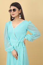 Load image into Gallery viewer, Women&#39;s Sky Blue Maxi Dress Clothsvilla