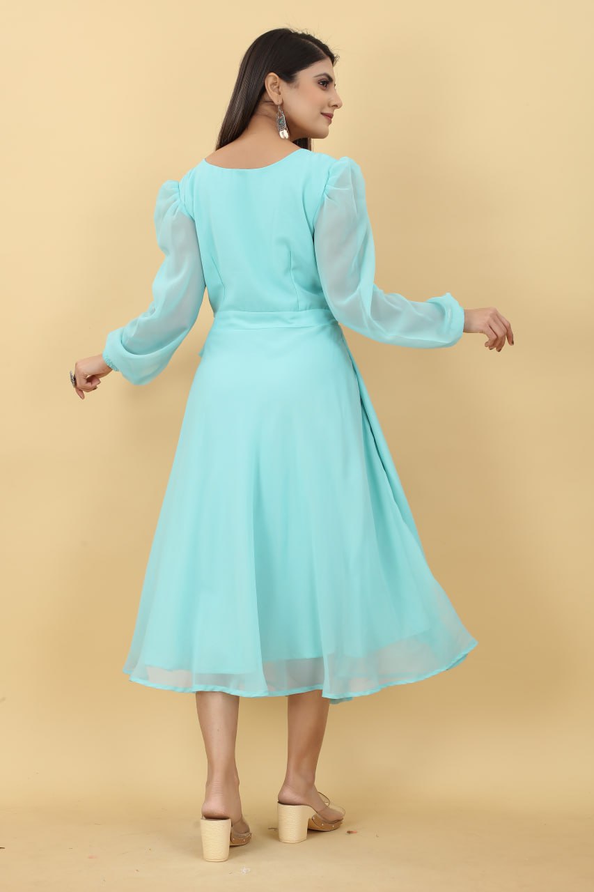 Women's Sky Blue Maxi Dress Clothsvilla
