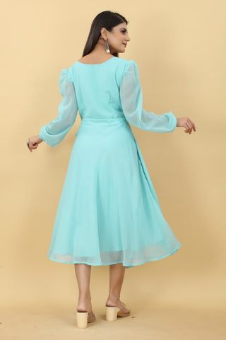 Women's Sky Blue Maxi Dress Clothsvilla