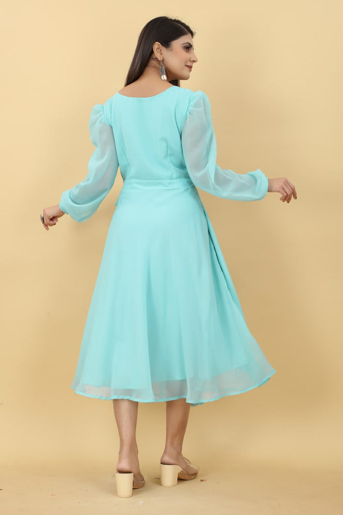 Light Blue Chiffon Long Sleeve Maternity Maxi Dress– PinkBlush