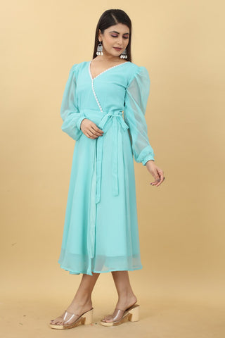 Women's Sky Blue Maxi Dress Clothsvilla
